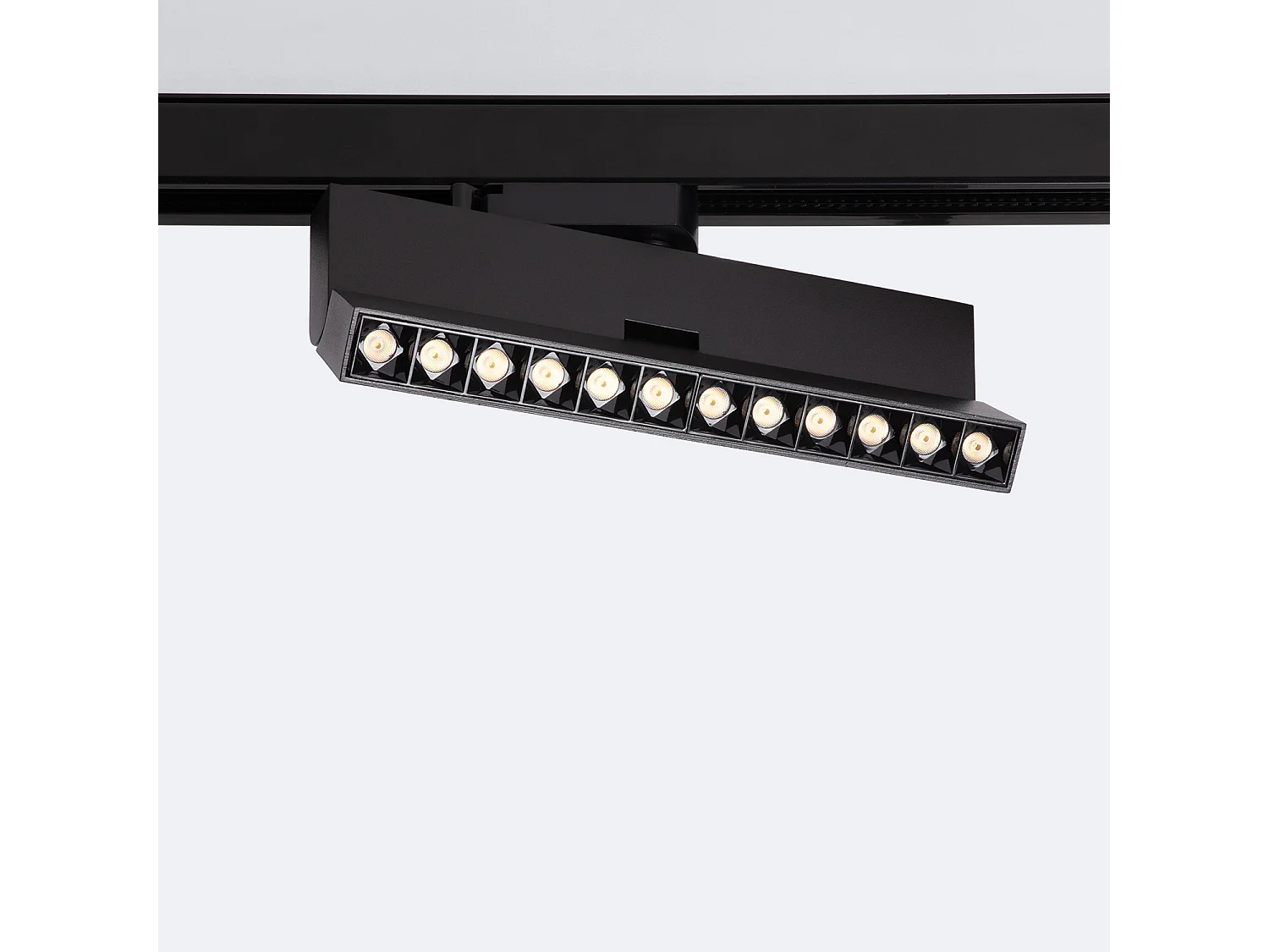 Spot Linéaire LED sur Rail Monophasé 12W CCT Sélectionnable Dimmable Elegant Optic Noir 3000K - 4000K - 5000K Sélectionnable