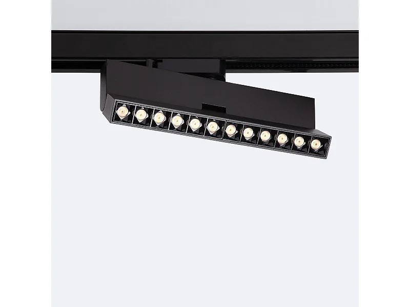Spot Linéaire LED sur Rail Monophasé 12W CCT Sélectionnable Dimmable Elegant Optic Noir 3000K - 4000K - 5000K Sélectionnable