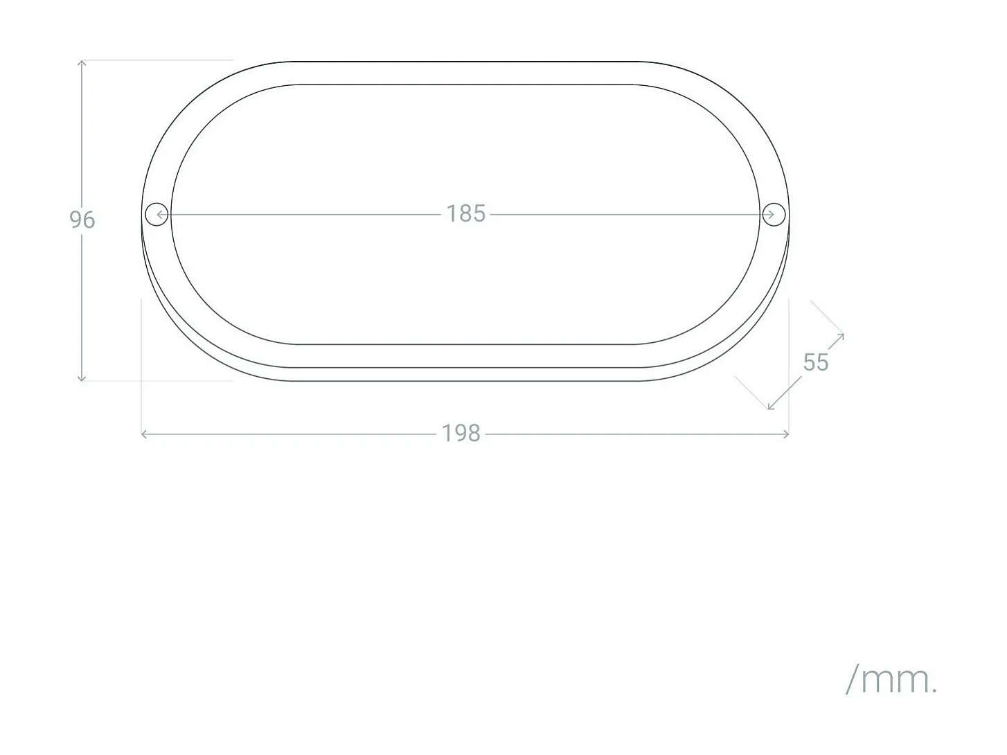 Plafonnier LED Extérieur Ovale 25W  White IP65 96x198 mm  3000K Blanc chaud