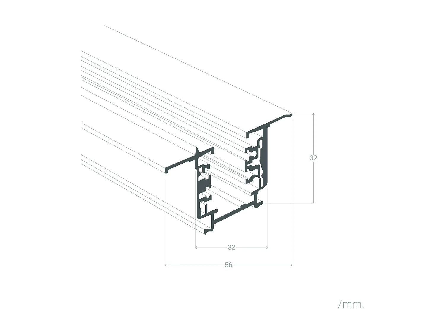 Rail Triphasé Encastrable pour Spots LED 1 Mètre Noir