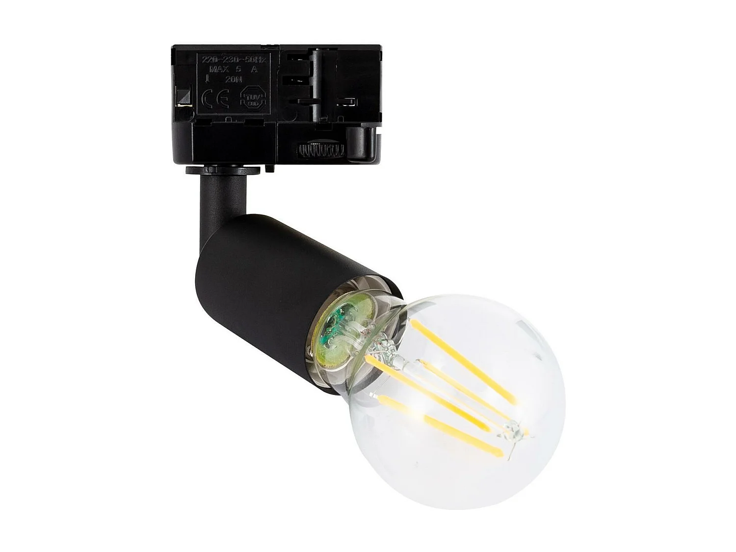 Spot à Douille sur Rail Triphasé Oasis pour Ampoule E27 Noir