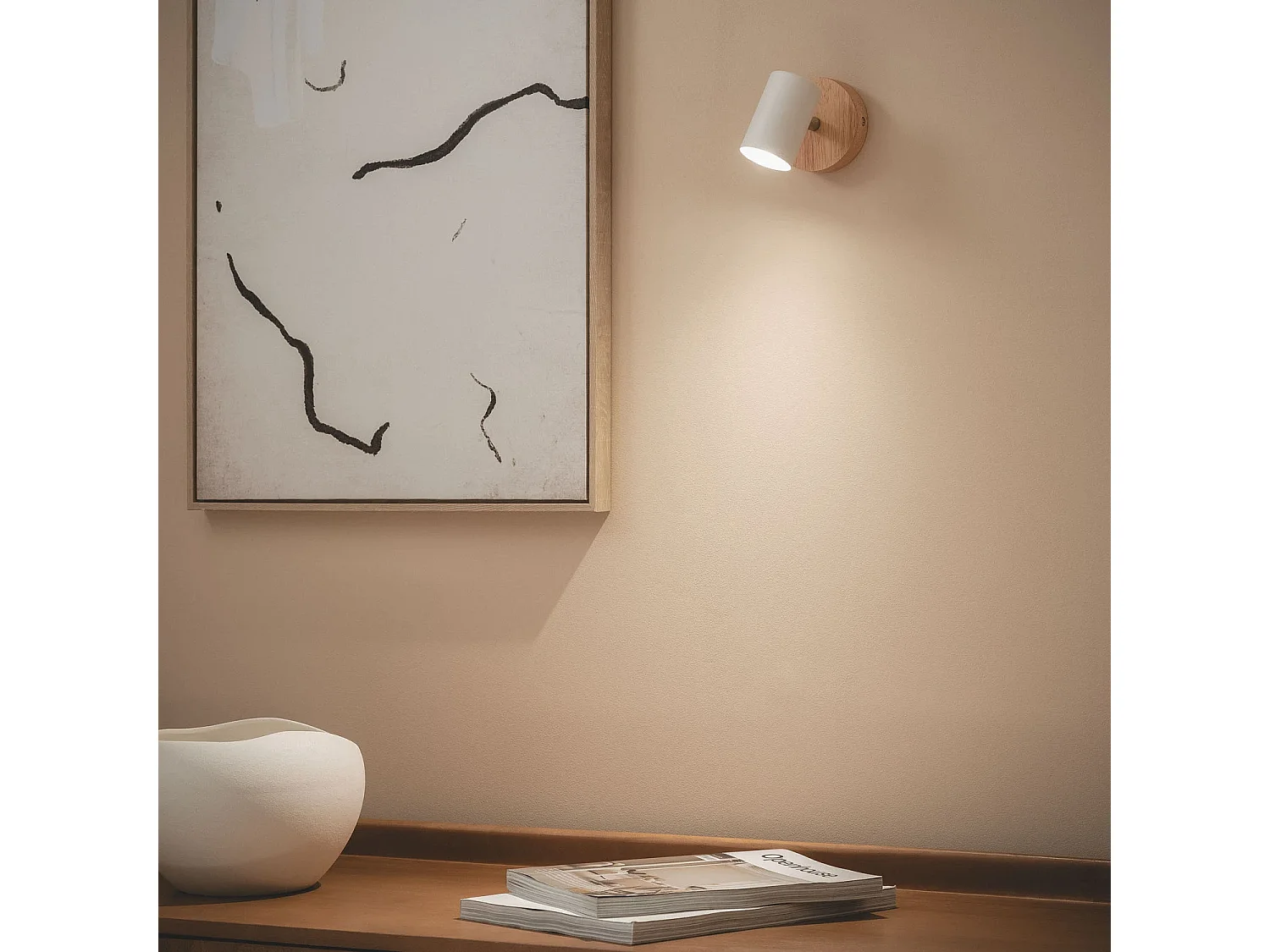 Plafonnier Orientable Bois 1 Spot Olmo Blanc