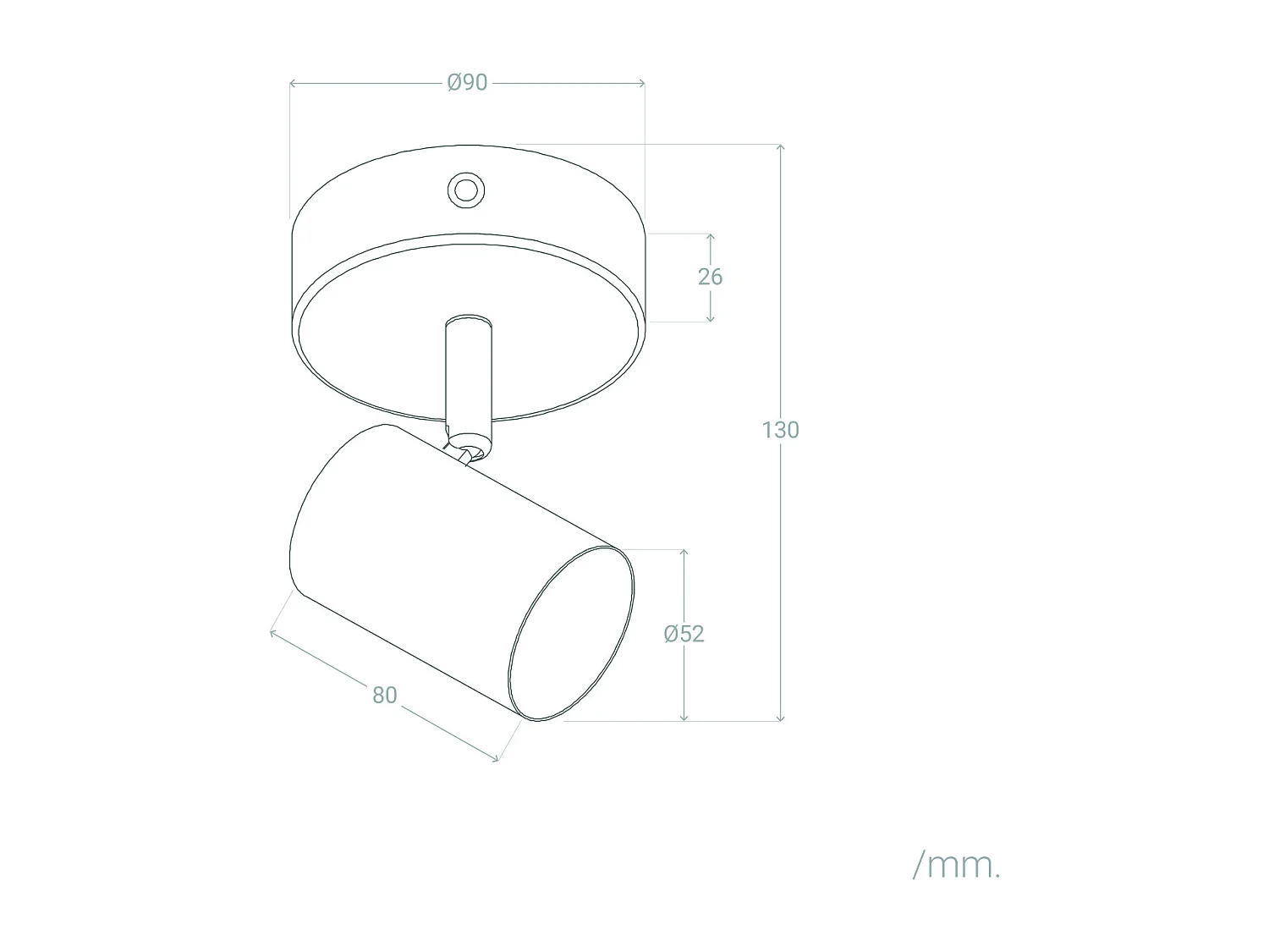 Plafonnier Orientable Bois 1 Spot Olmo Blanc