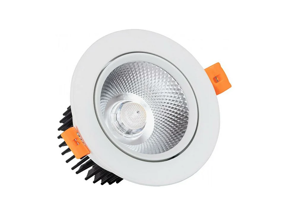 Faretto Downlight LED 12W Circolare COB CRI90 Regolabile Foro Ø 90 mm 5000K Bianco Freddo