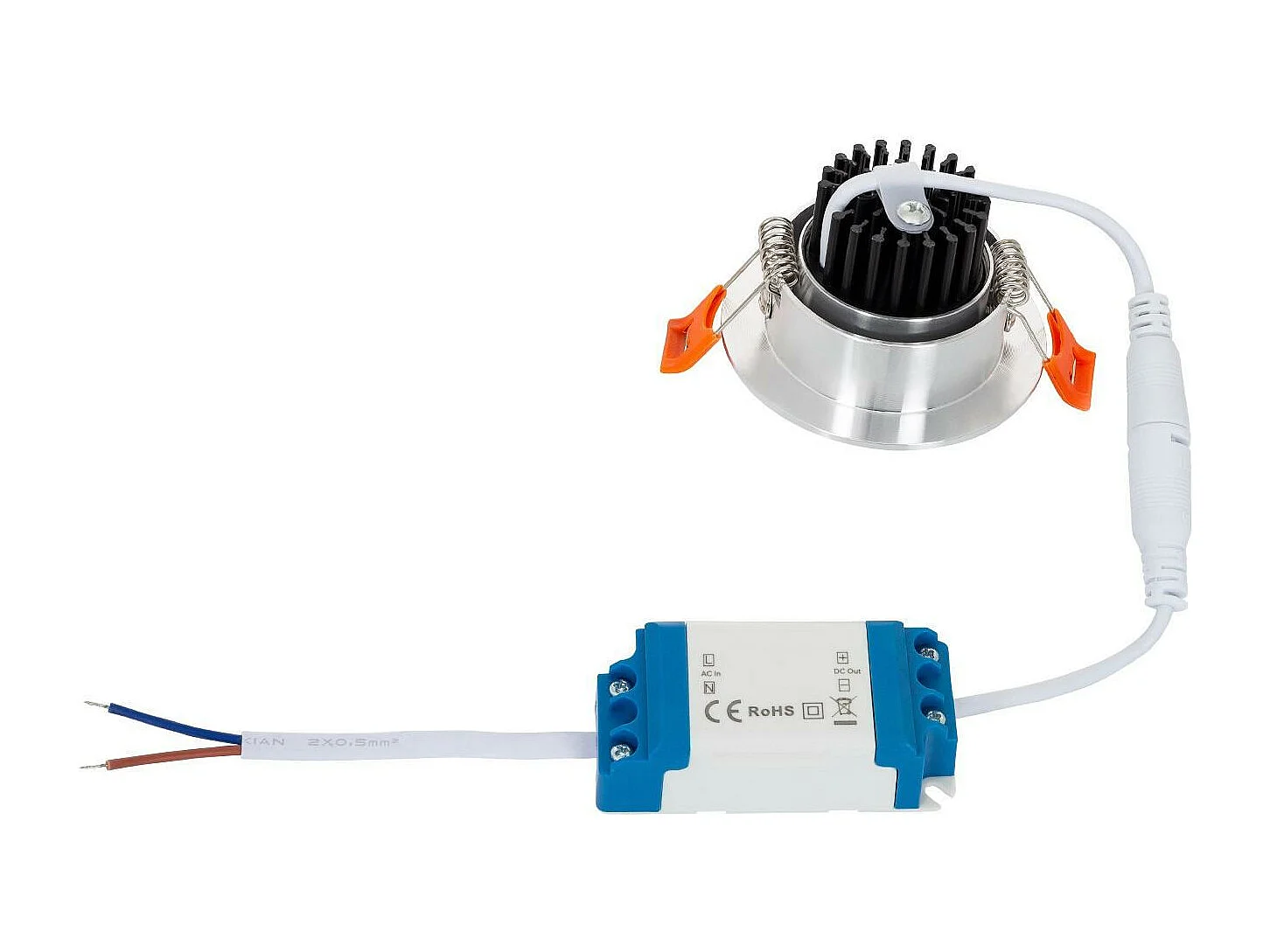 Spot Downlight LED 5W Rond COB CRI90 Coupe Ø 55 mm Argentée No Flicker 2700K Blanc chaud