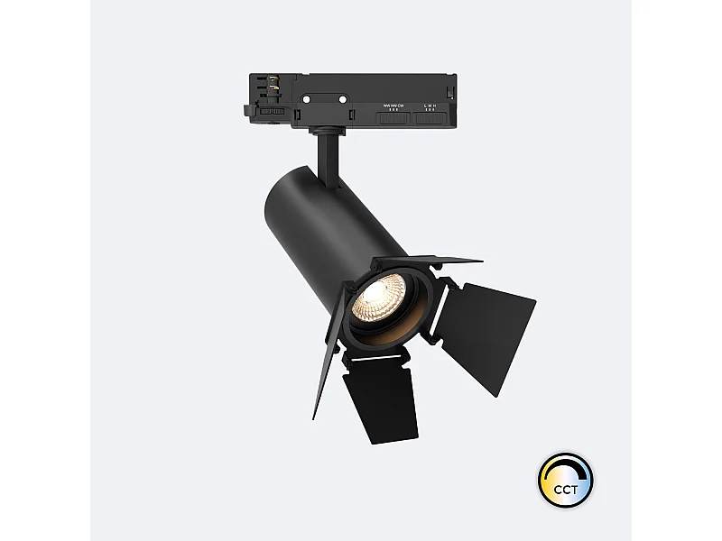 Spot LED Fasano Cinéma 20W CCT Sélectionnable pour Rail Triphasé Dimmable Noir (2700K - 3200K - 4000K) Sélectionnable