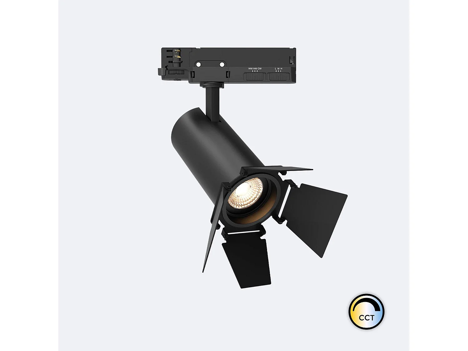 Spot LED Fasano Cinéma 20W CCT Sélectionnable pour Rail Triphasé Dimmable Noir (2700K - 3200K - 4000K) Sélectionnable