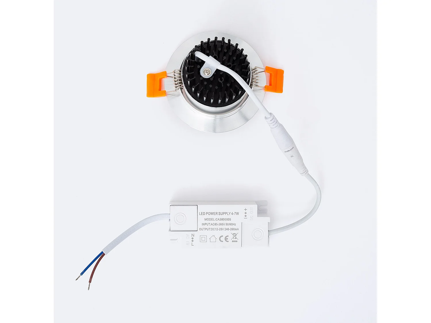 Foco Downlight LED 7W Circular COB CRI90 Corte Ø 70 mm Silver No Flicker 4000K Blanco Neutro