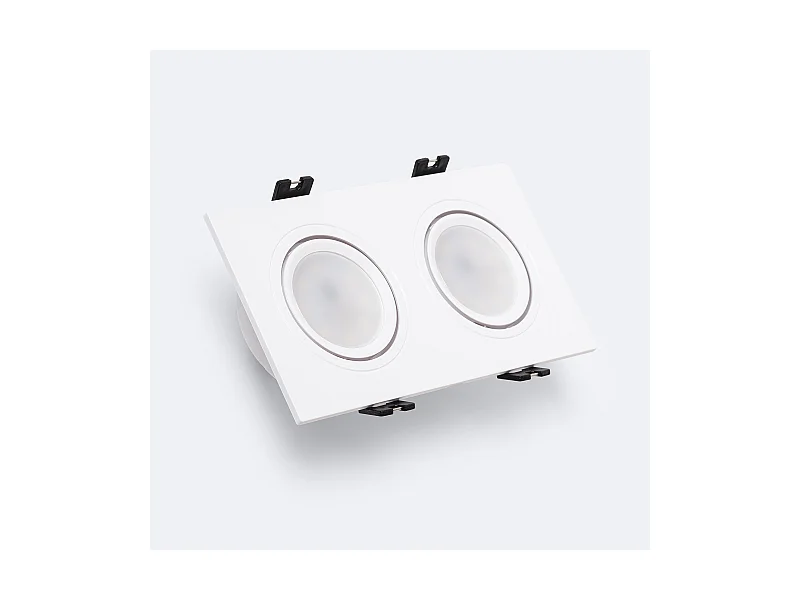 Pannello Downlight LED GU10 6W Orientabile Rettangolare PC Foro 75x150mm No Flicker 3000K Nero Bianco Caldo