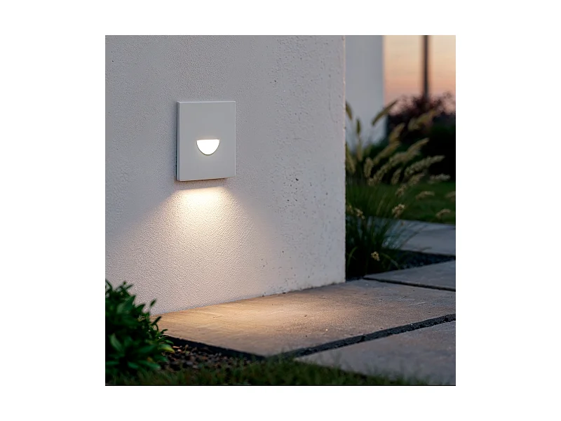 Segnapasso da Esterno LED 2W da Incasso a Parete Quadrato Bianco Guell 4000K Bianco Naturale
