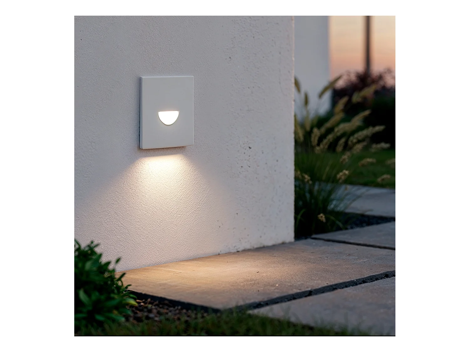 Balise LED Extérieure 2W Encastrable au Mur Carrée Guell Blanche 4000K Blanc neutre