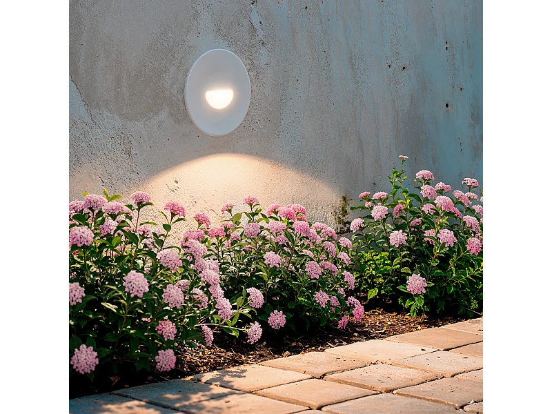 Baliza Exterior LED 2W Empotrable Pared Circular Blanco Guell 2700K Blanco Cálido