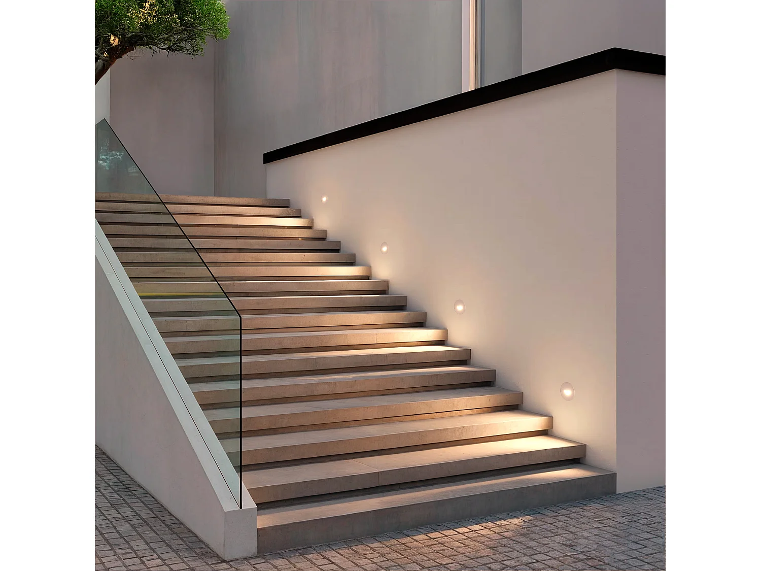 Baliza Exterior LED 2W Empotrable Pared Circular Blanco Guell 2700K Blanco Cálido