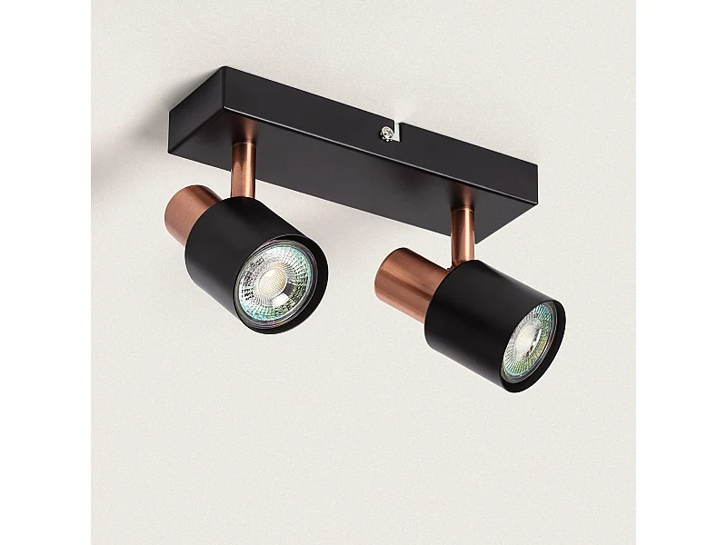 Lampada da Soffitto Orientabile Metallo 2 Faretti Albus Black Rose Large Nero