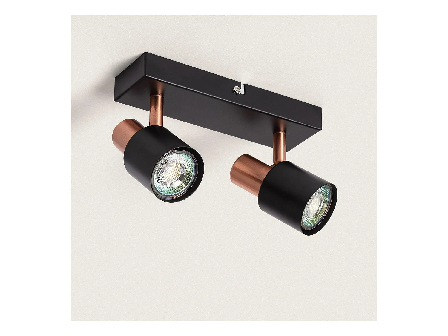 Lampada da Soffitto Orientabile Metallo 2 Faretti Albus Black Rose Large Nero