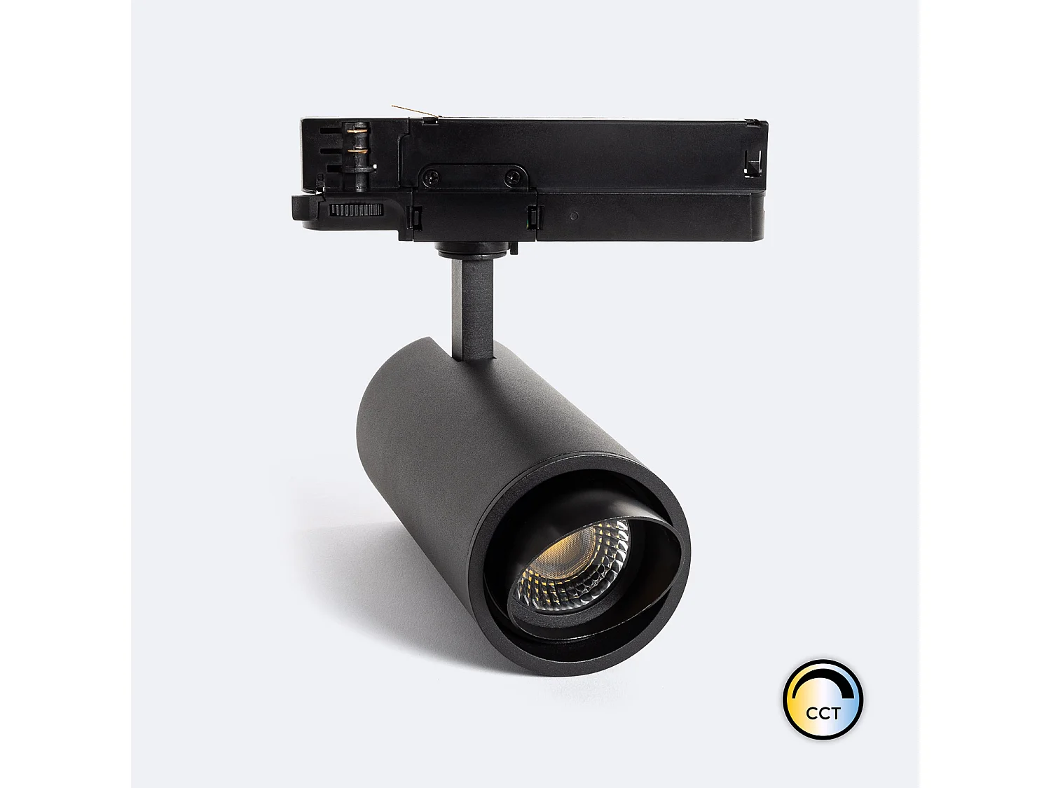 Spot LED Fasano Cylindre Biseau 30W CCT Sélectionnable pour Rail Triphasé Dimmable Noir 2700K - 3200K - 4000K Sélectionnable