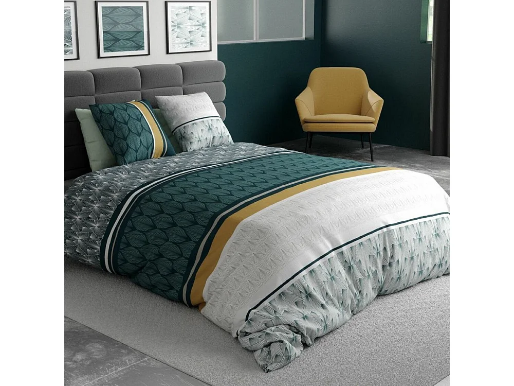 Housse de couette 240x260 cm + 2 taies d'oreiller 63x63 cm Coton Kerio