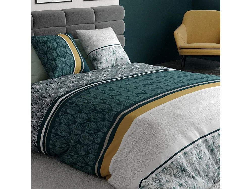 Housse de couette 240x260 cm + 2 taies d'oreiller 63x63 cm Coton Kerio