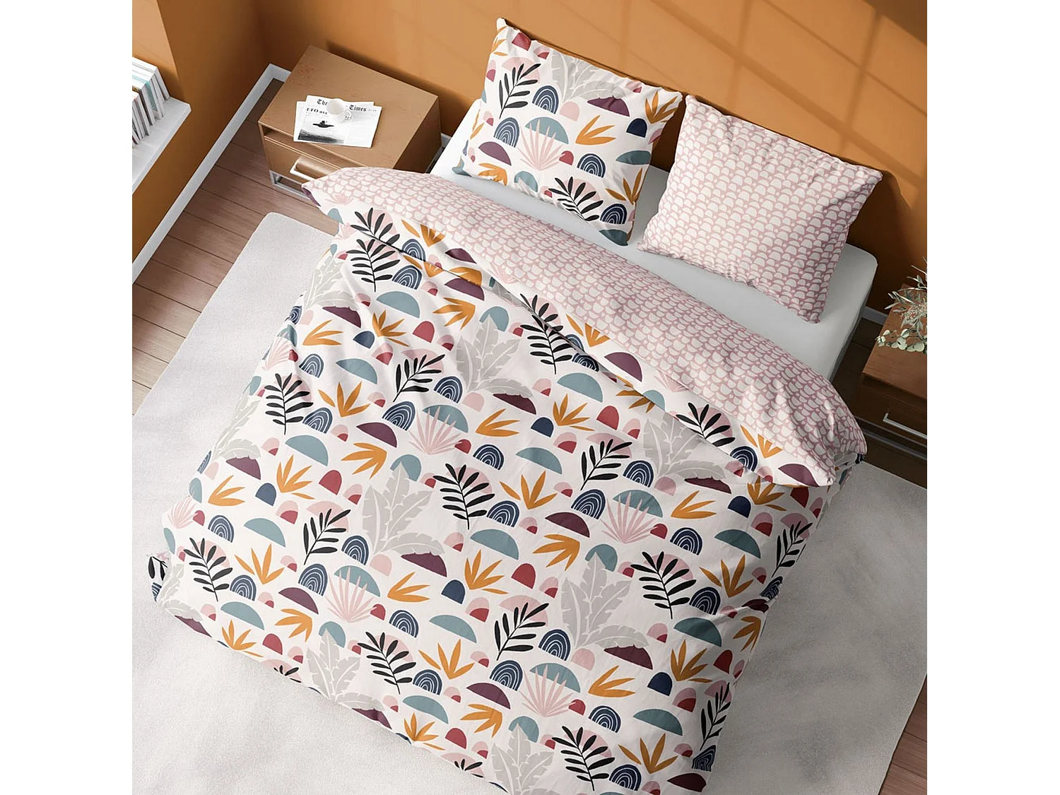 Housse de couette 240x260 + 2 taies d'oreiller 63x63 Microfibre Domy