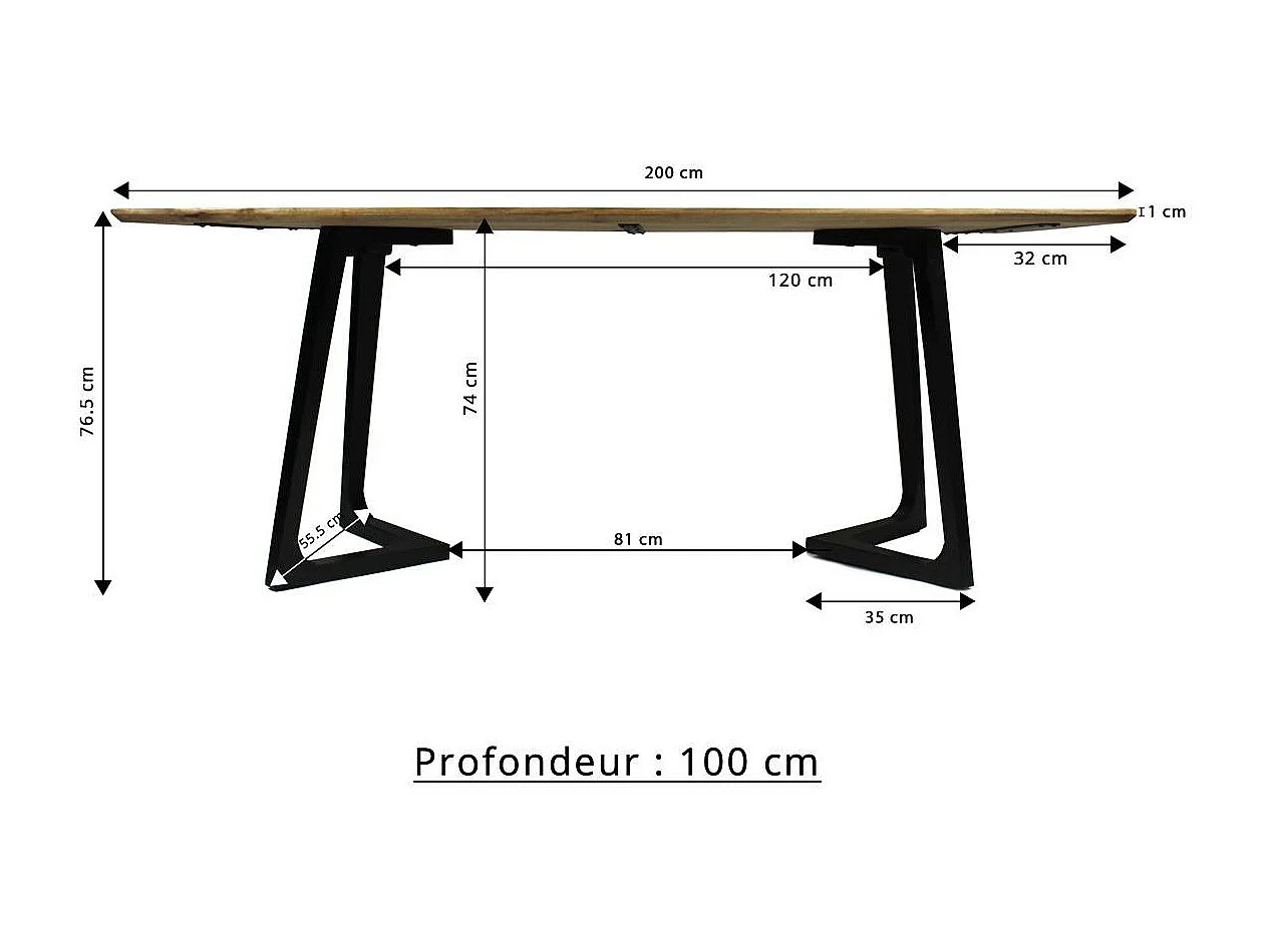 Table à manger en bois de manguier Suzon