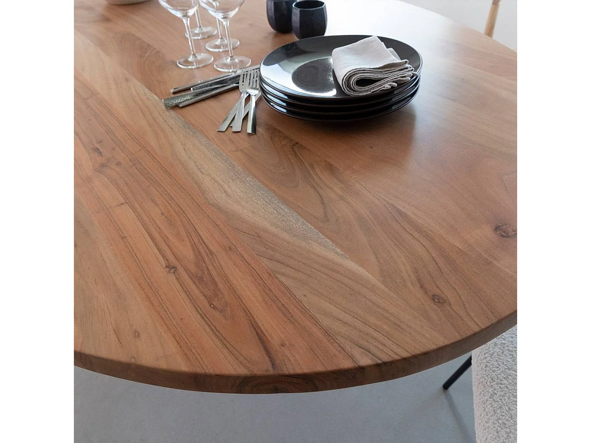 Table à manger ovale en bois d'acacia 220 cm Sauge