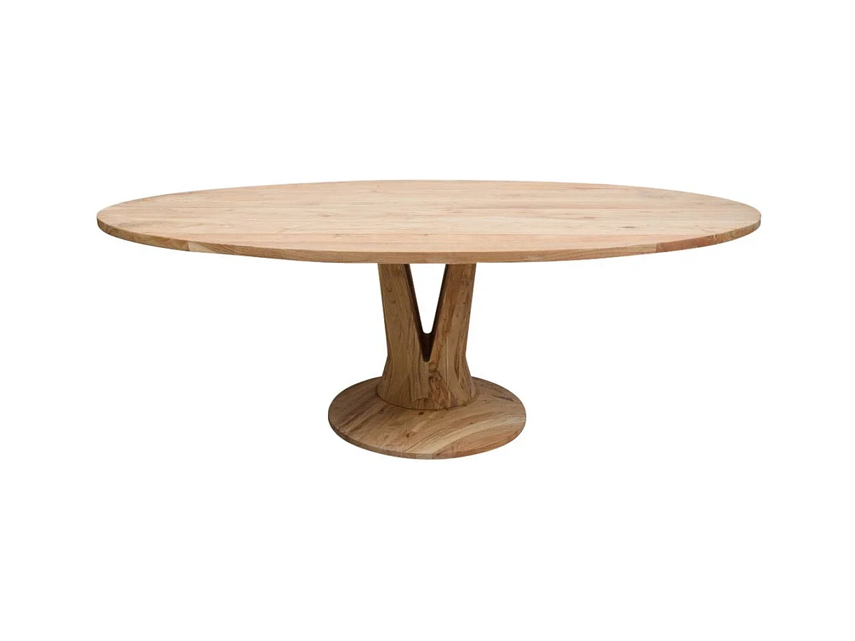 Table à manger ovale en bois d'acacia 220 cm Sauge