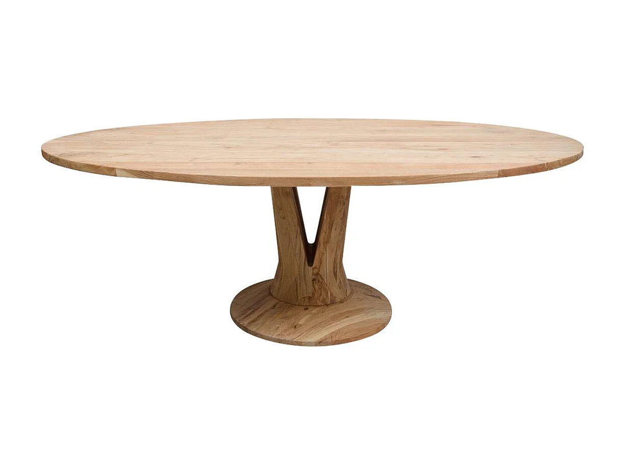 Table à manger ovale en bois d'acacia 220 cm Sauge