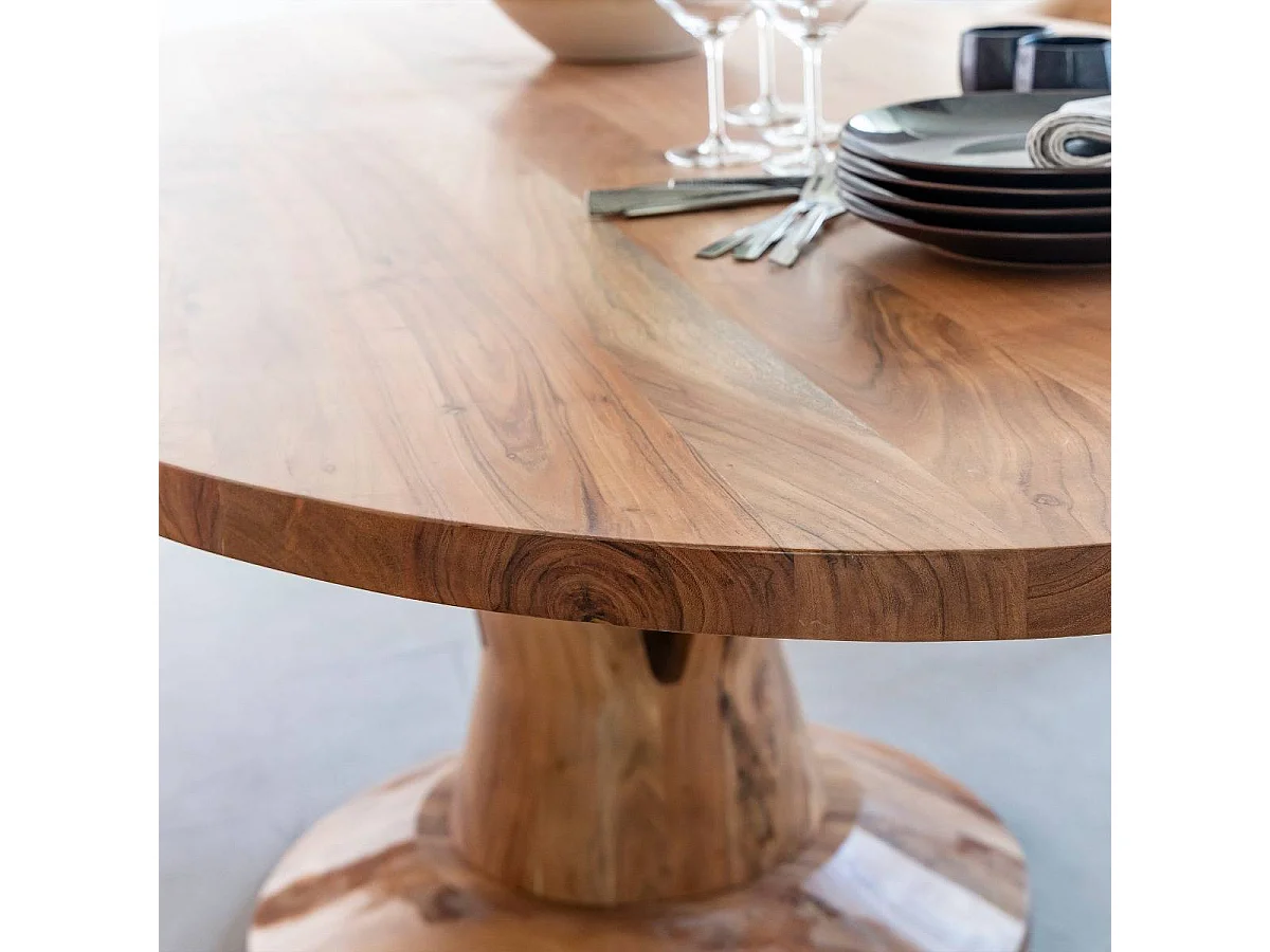 Table à manger ovale en bois d'acacia 220 cm Sauge