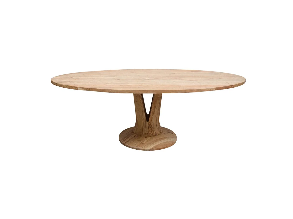 Table à manger ovale en bois d'acacia 220 cm Sauge