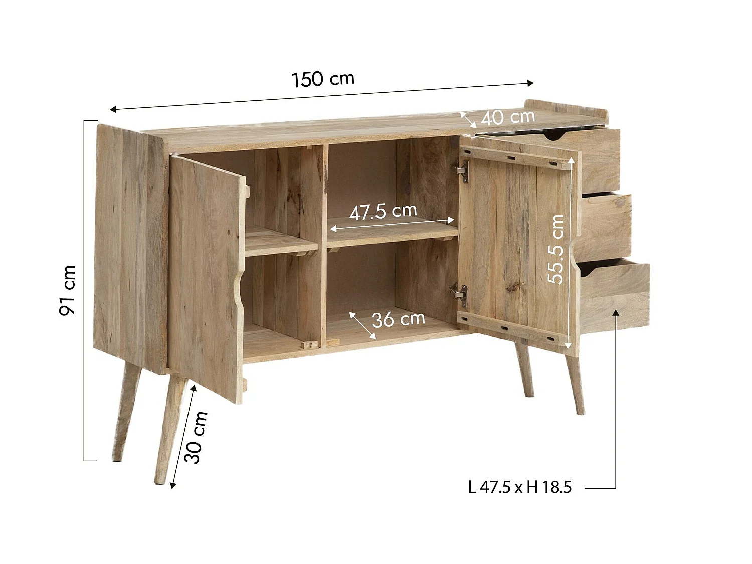 Buffet en bois de manguier Augustine