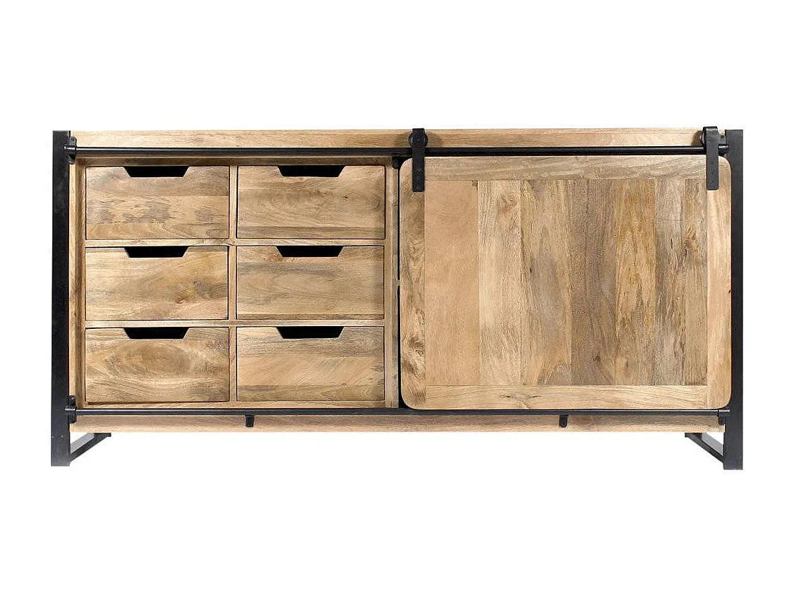 Buffet en bois de manguier avec porte coulissante New-York
