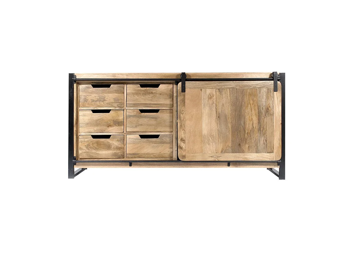 Buffet en bois de manguier avec porte coulissante New-York