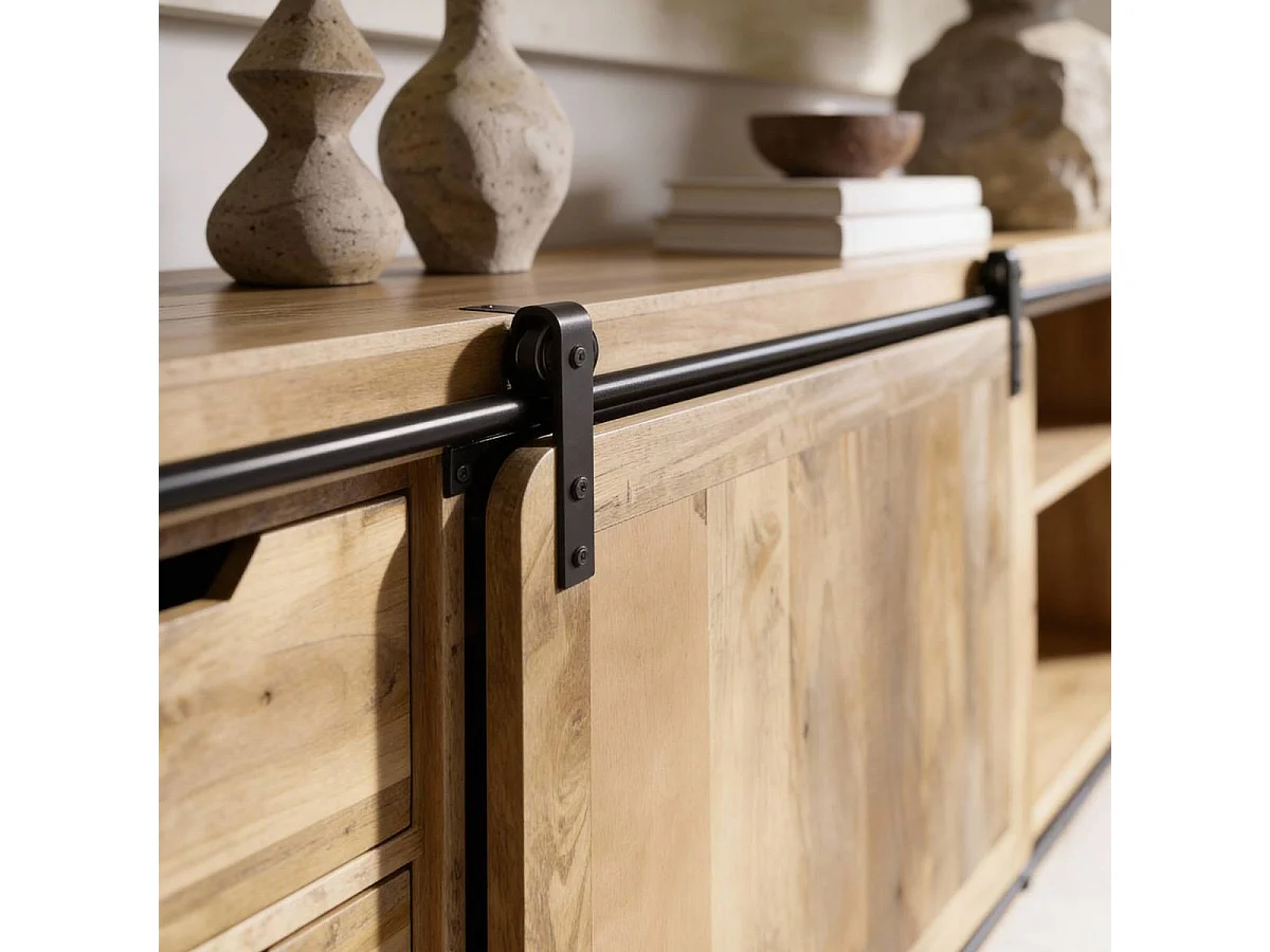 Buffet en bois de manguier avec porte coulissante New-York
