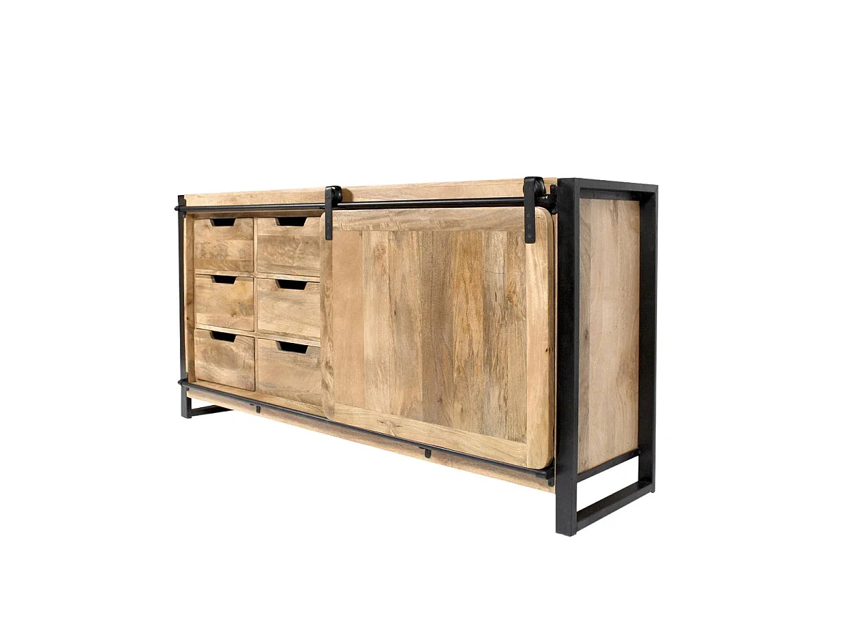 Buffet en bois de manguier avec porte coulissante New-York