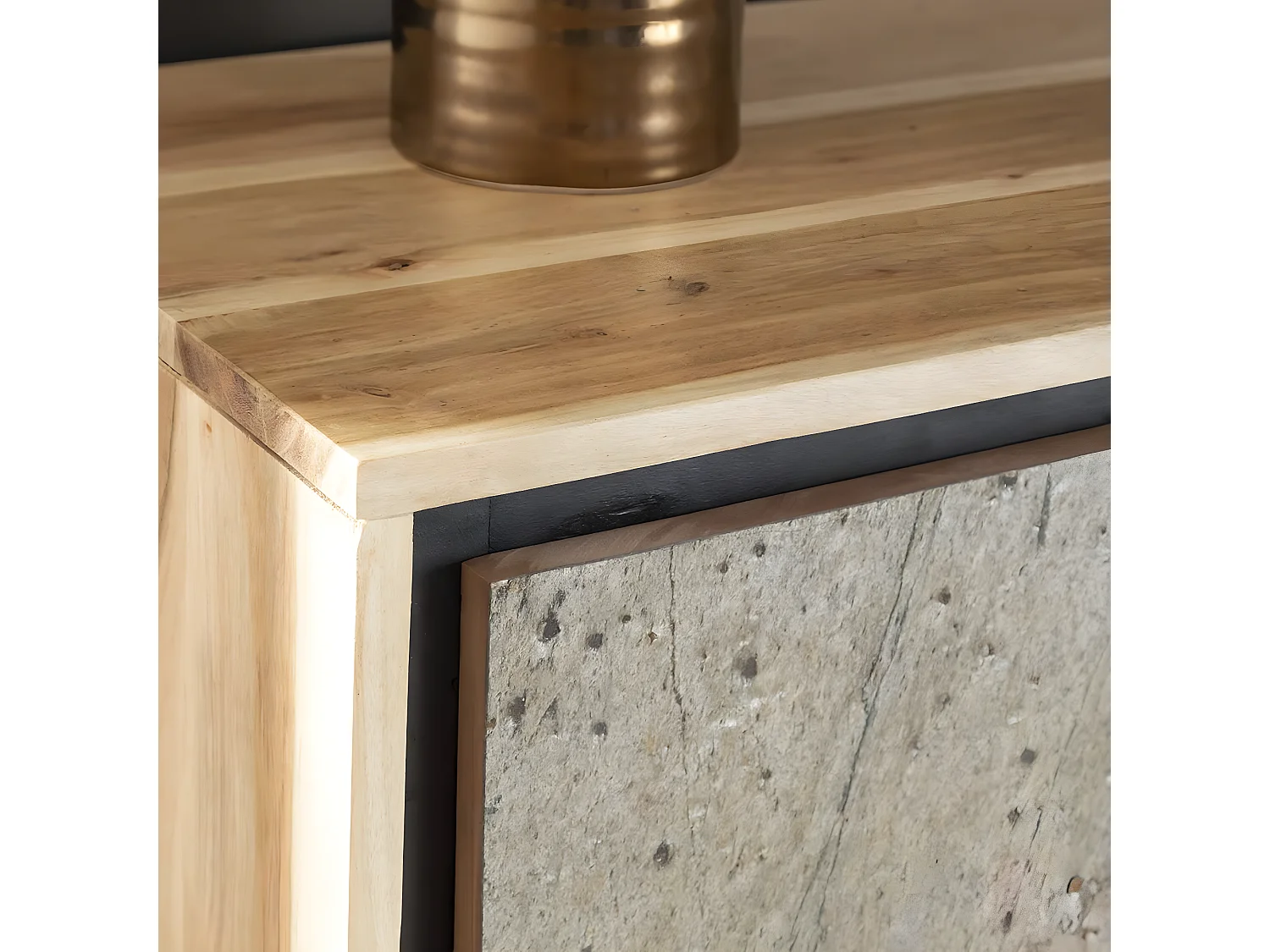 Buffet en bois d'acacia et pierre Côme