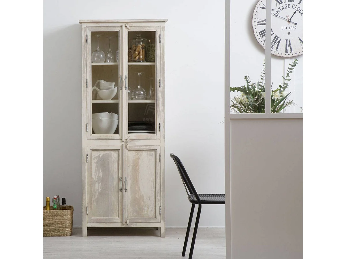 Vaisselier en bois de manguier blanchi Cuzco