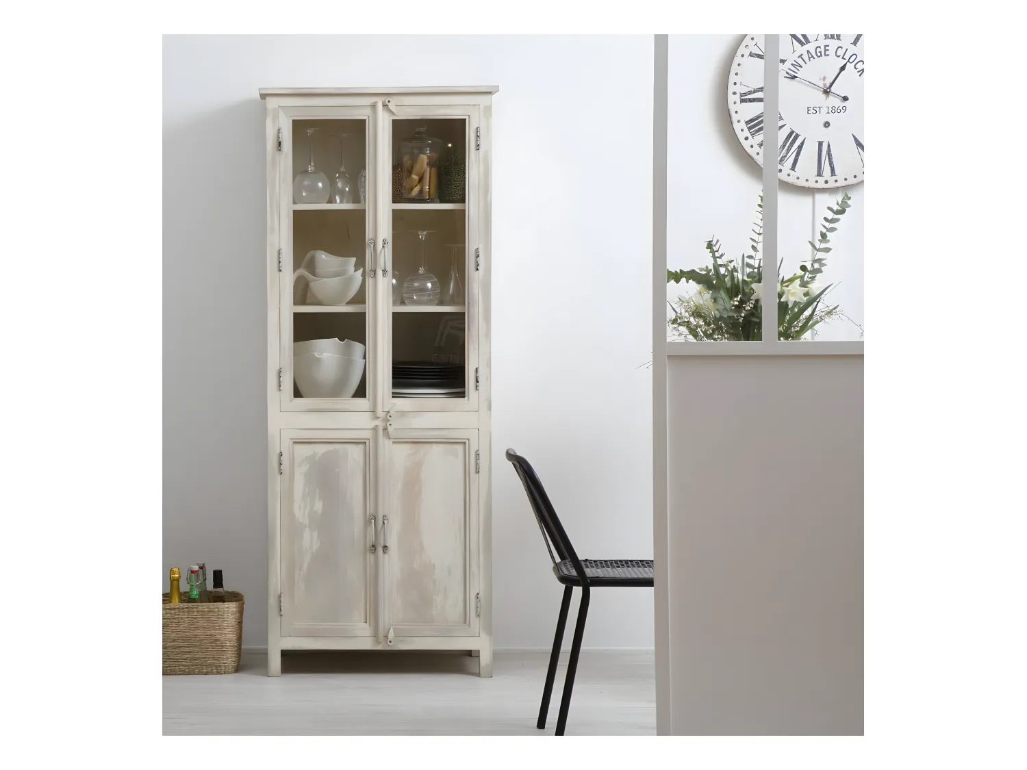 Vaisselier en bois de manguier blanchi Cuzco