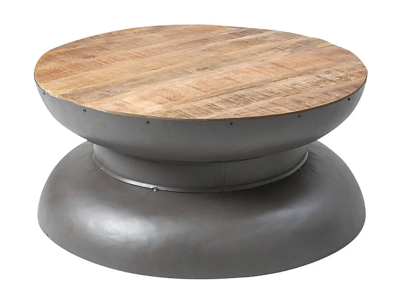Table basse en bois de manguier et métal gris Yoyo