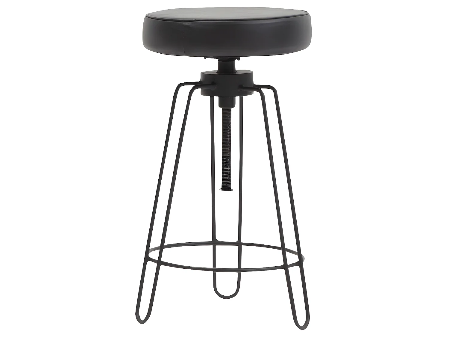 Tabouret réglable en cuir noir Gaston