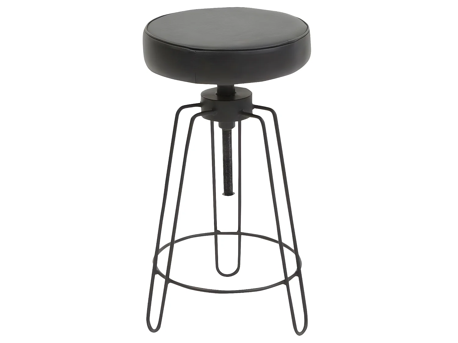 Tabouret réglable en cuir noir Gaston