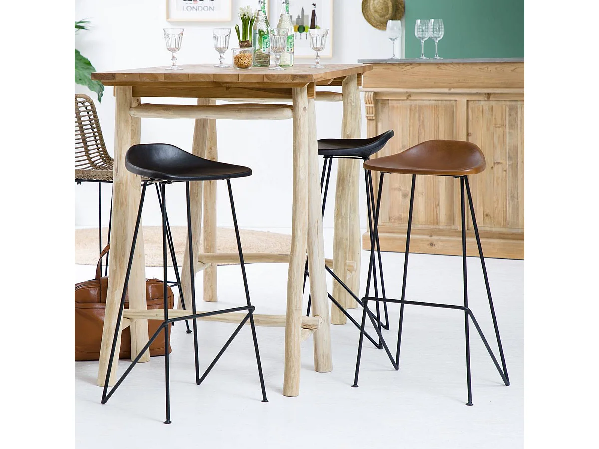 Tabouret de bar en cuir noir Archi
