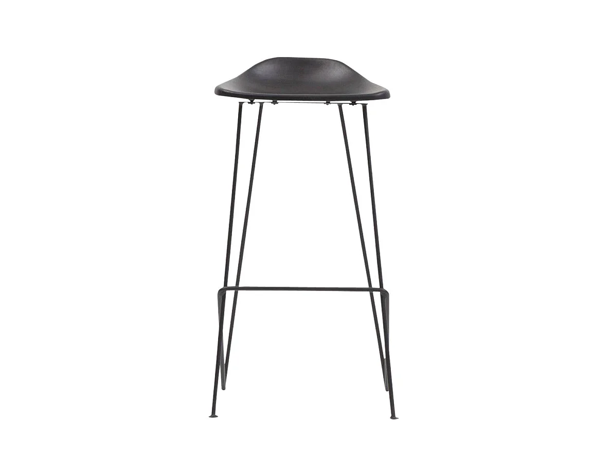 Taburete de bar industrial de cuero negro Archi