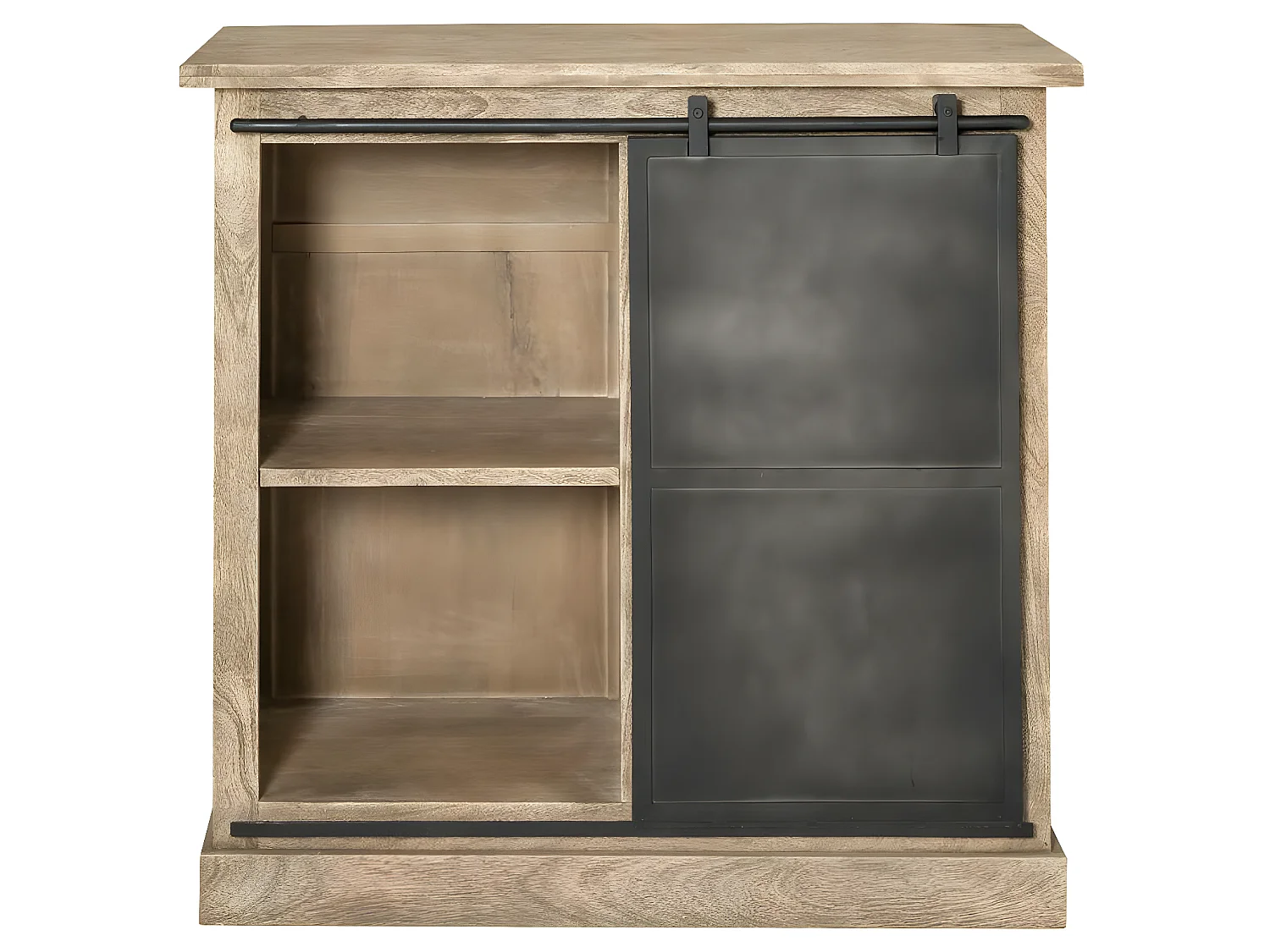 Meuble bar en bois de manguier brossé et métal Helsinki