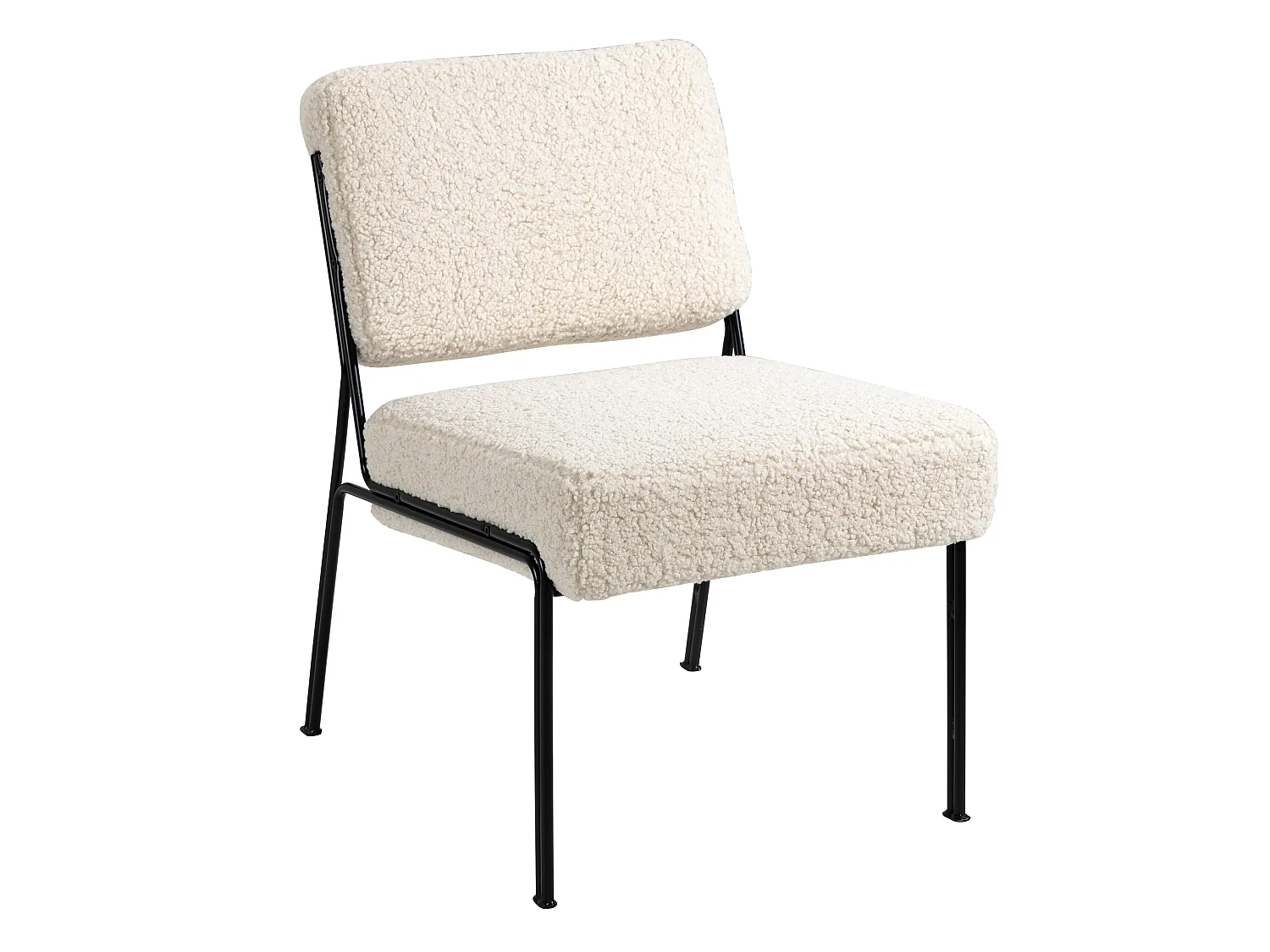 Fauteuil de salon en métal et bouclette blanche