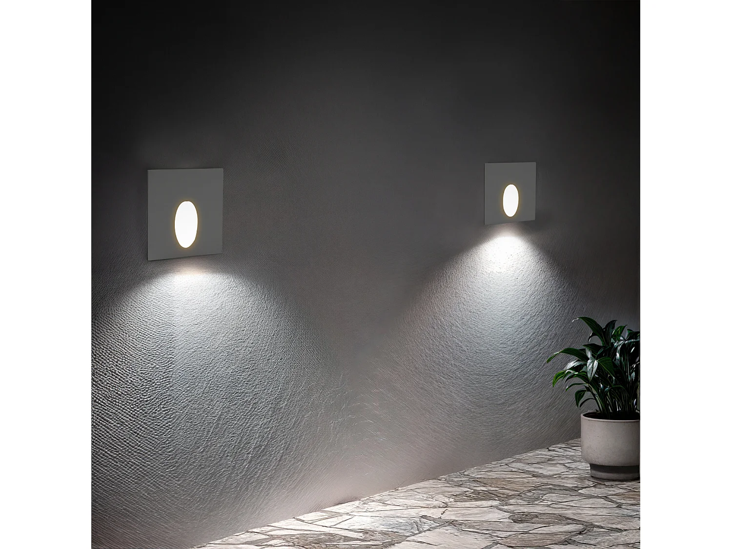 Balise Extérieure Murale LED Encastrable 3W Carrée Ellis Blanche  4000K Blanc neutre