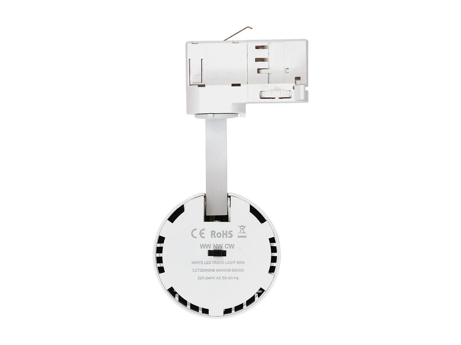 Spot LED sur Rail Triphasé 30W Bertha CCT Sélectionnable Blanc 3000K - 4000K - 6000K Sélectionnable (chaud-neutre-froid)