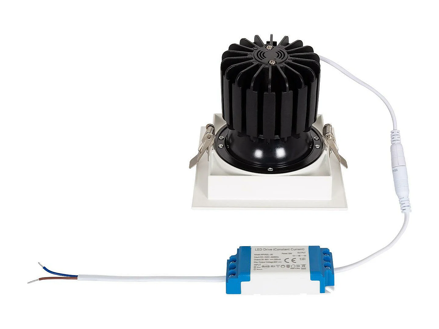 Foco Downlight LED 18W COB Direccionable 360º Cuadrado Corte 125x125 mm CRI90 Expert Color No Flicker No Flicker 3000K Blanco Cálido