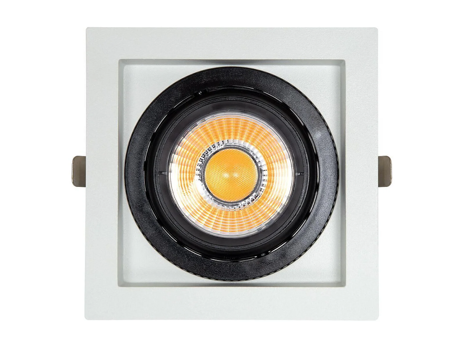 Faretto Downlight LED 18W COB Orientabile 360º Quadrato Foro 125x125mm CRI90 Expert Color No Flicker No Flicker 3000K Bianco Caldo