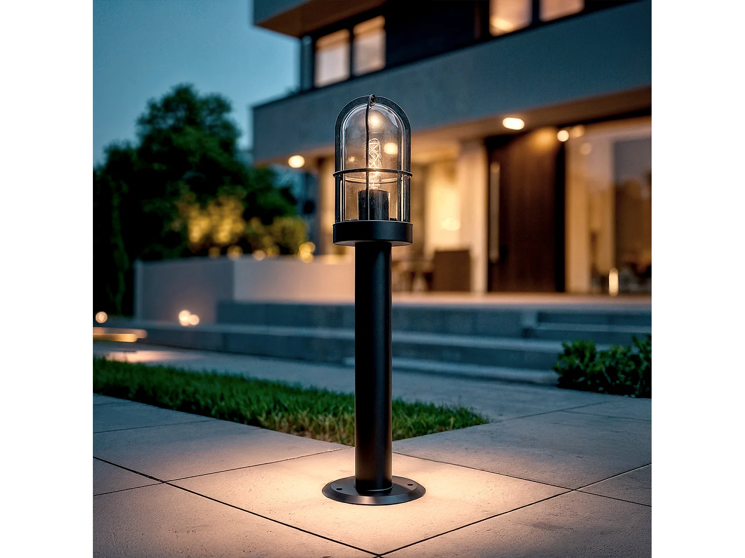 Lampioncino per Esterni Superficie 60cm Acciaio Inox Logan Nero