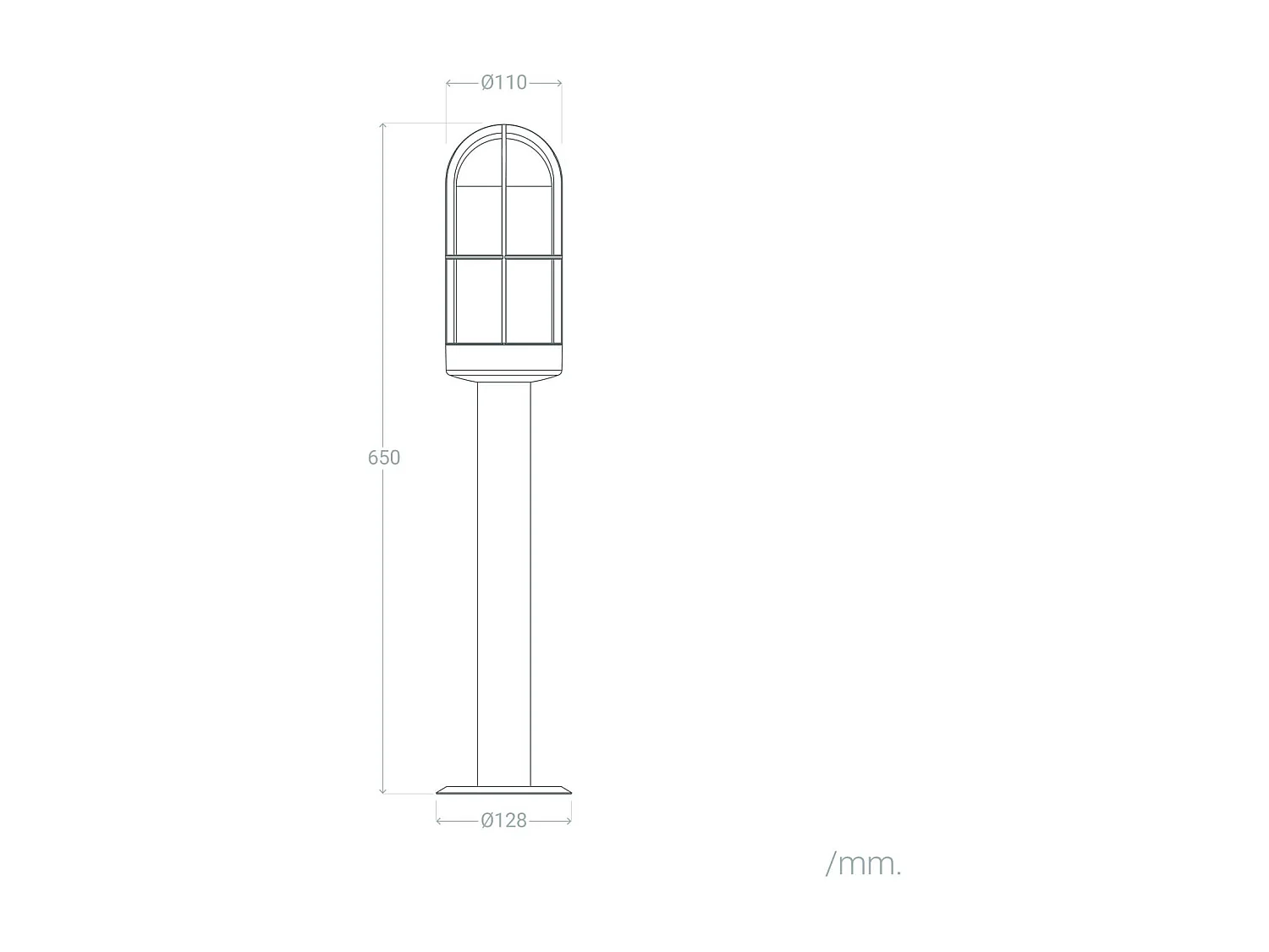 Lampioncino per Esterni Superficie 60cm Acciaio Inox Logan Nero